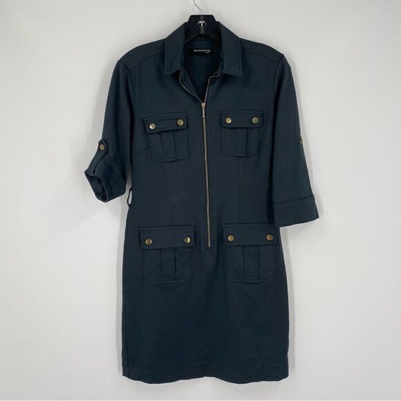 Sharagano Women’s Elbow Sleeve Zipper Front Collared Neck Zipper Front Dress 4P - Picture 1 of 3